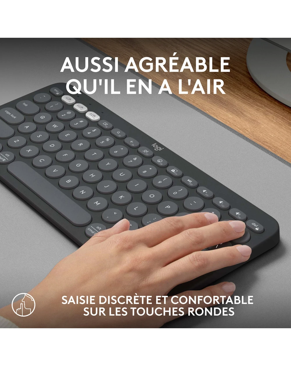 Le Logitech Pebble Keys 2 K380s est un clavier sans fil compact, Bluetooth, avec boutons Easy-Switch, compatible multiplateforme et batterie longue durée.